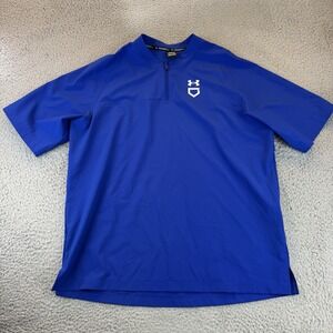 Under Armour Men's Blue Baseball 1/4 Zip Short Sleeve Windbreaker Mens Large